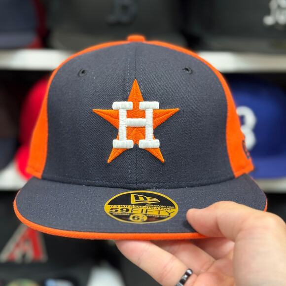 New Era Houston Astros Black/Orange Vintage 59FIFTY Fitted Hat | Size 6 7/8 - Picture 2 of 4